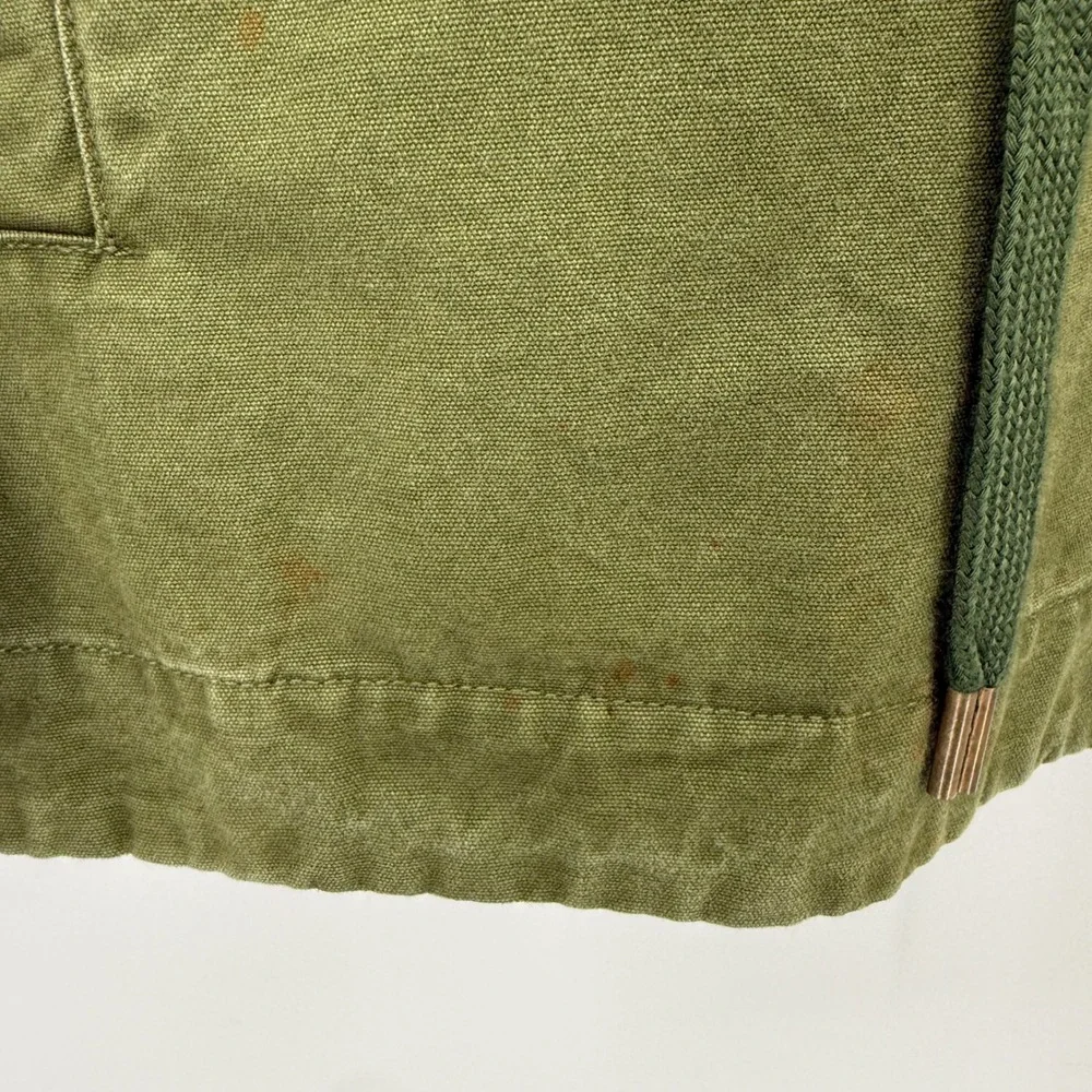 Emory Park Jacket Womens Medium Olive Green Lace Up Hooded Utility Canvas IM185T